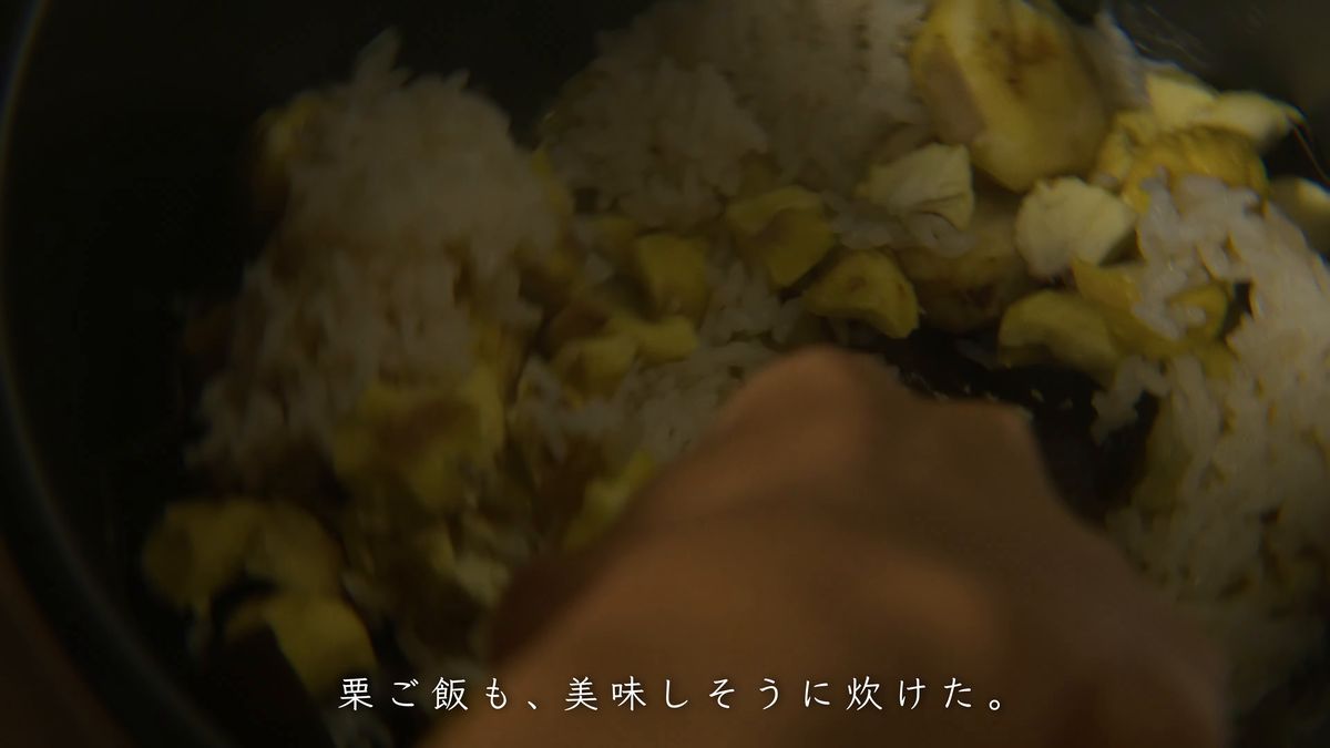 混ぜ合わせた栗ご飯