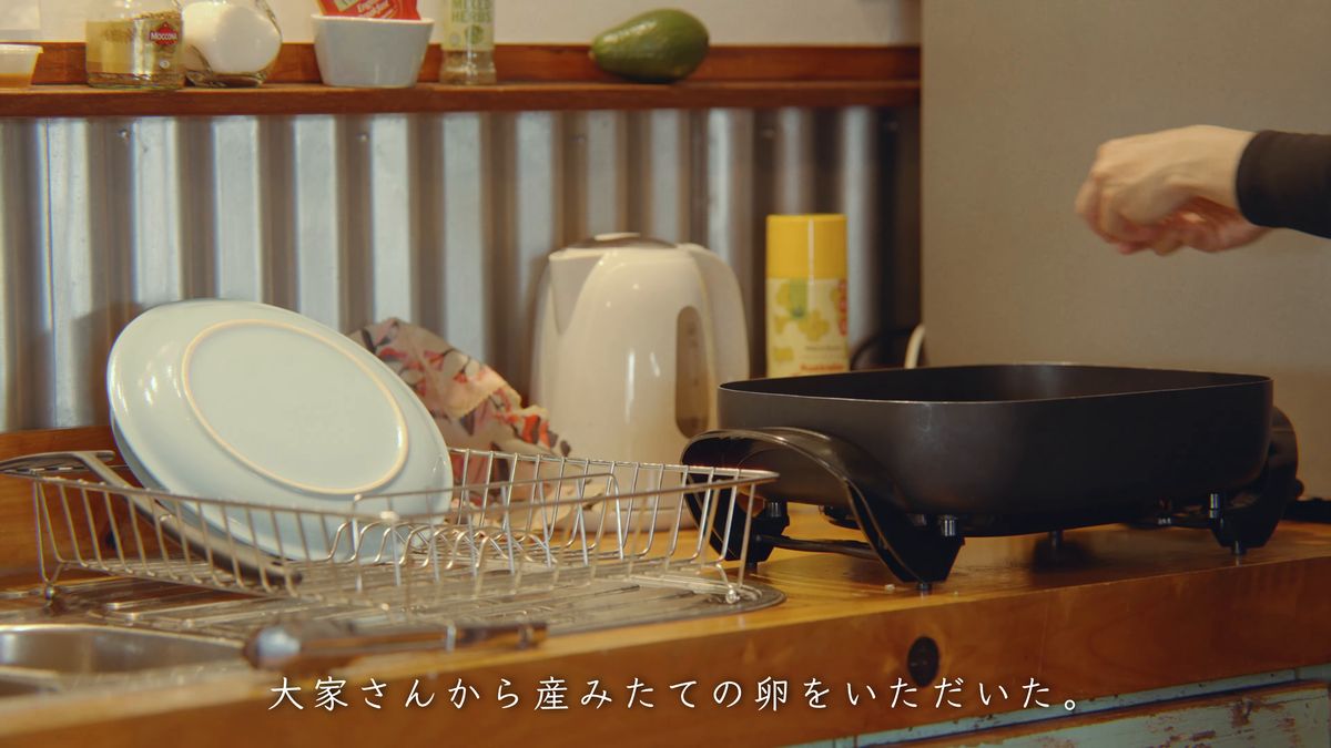 トタン壁の台所の流しとホットプレート
