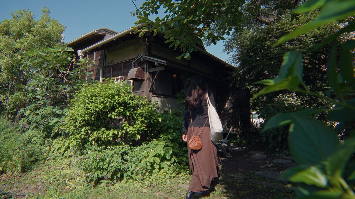 緑に囲まれた古い木の家