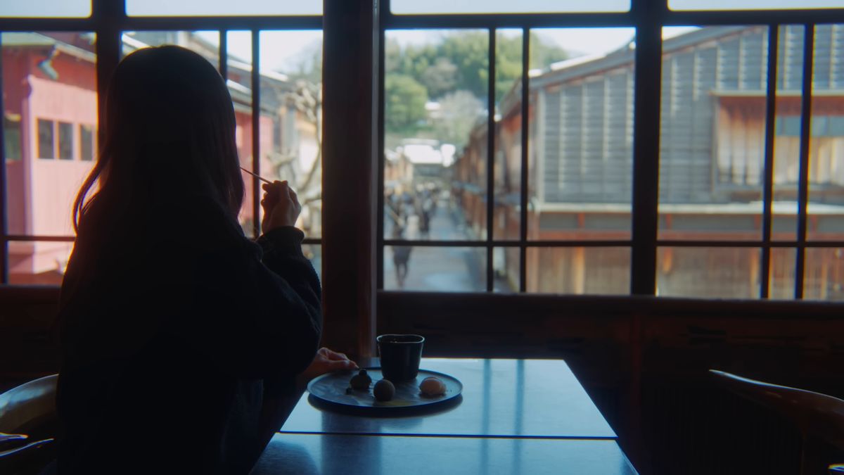 ひがし茶屋街の二階の喫茶