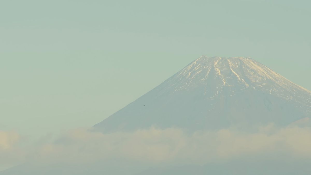 雲の上に頭を出した富士山
