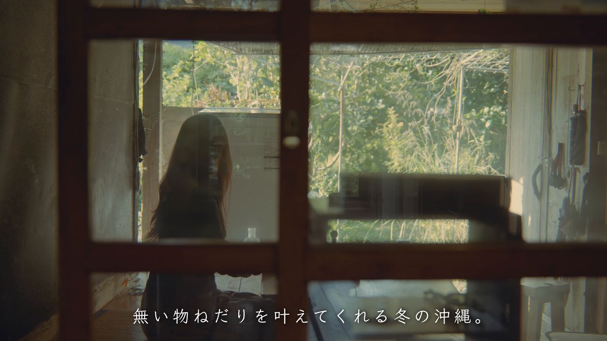 Looking out through latticed windows at the greenery