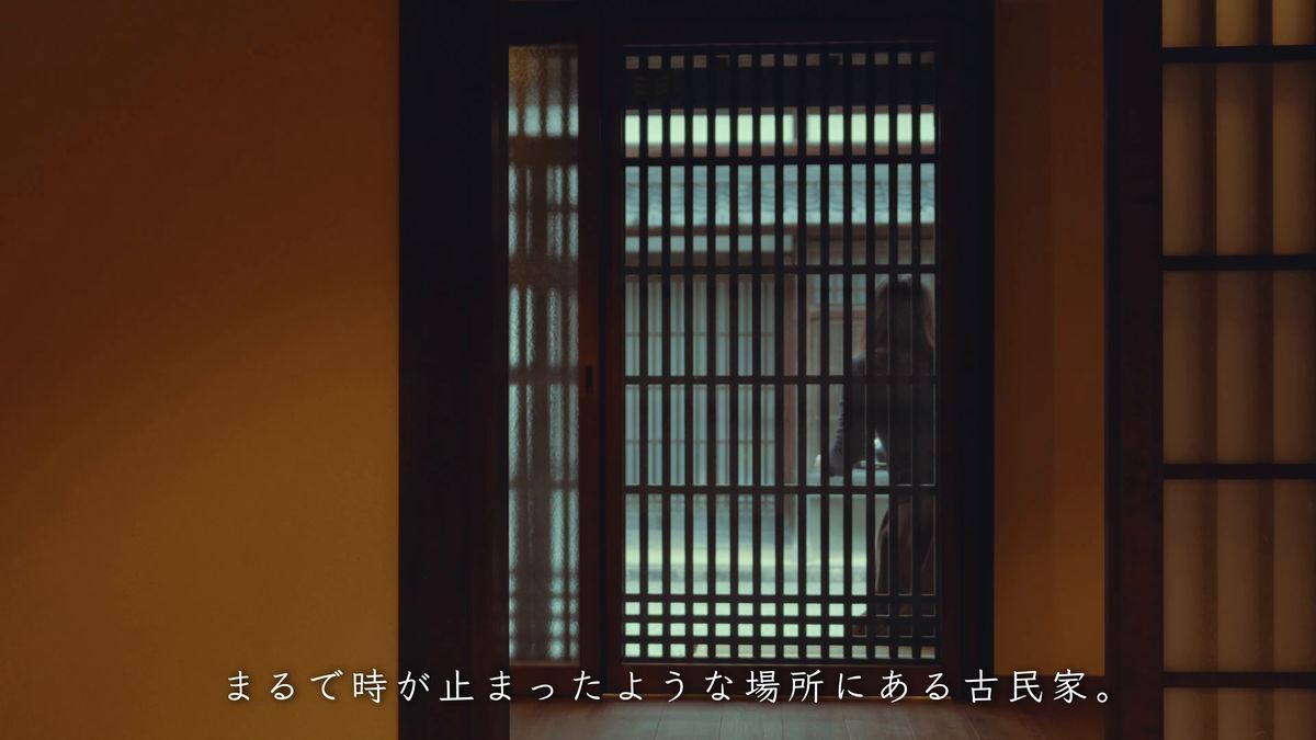 格子越しに光が差す障子の間