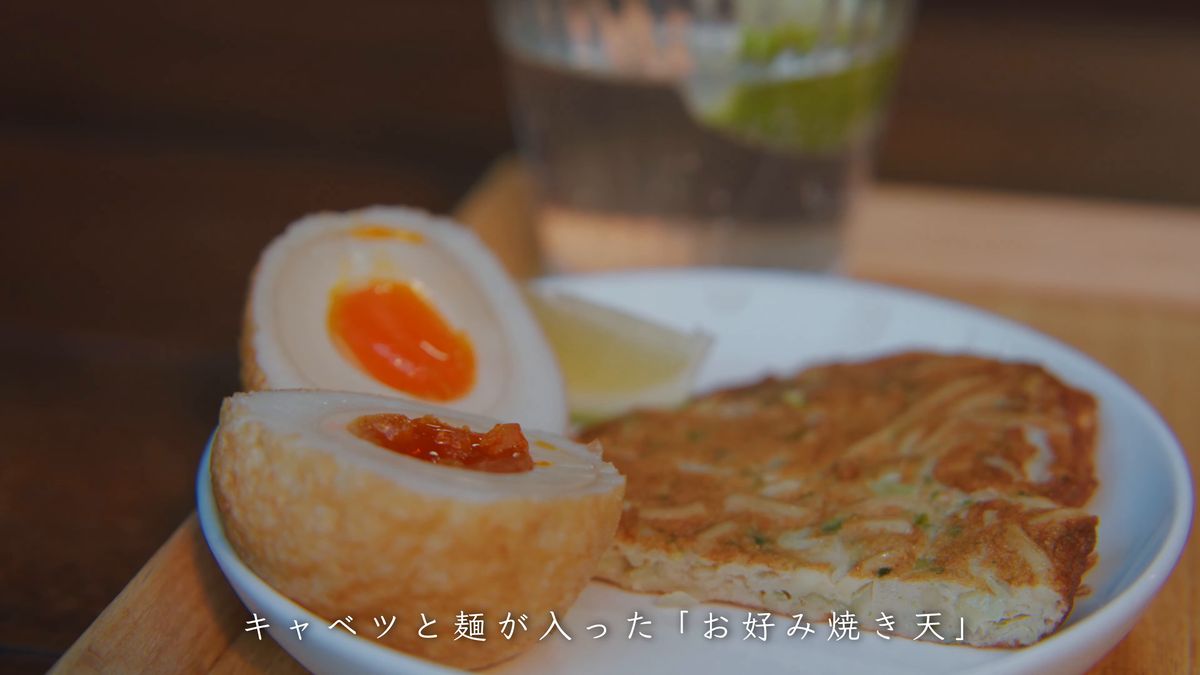 とろりとした黄身の煮たまご天の寄り