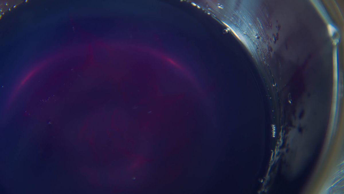 紫から桃色に変わりはじめた液